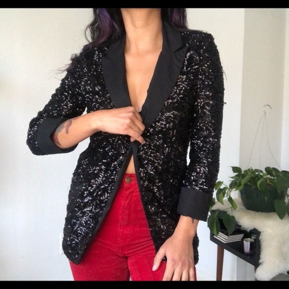 MINKPINK Black Sequin Blazer